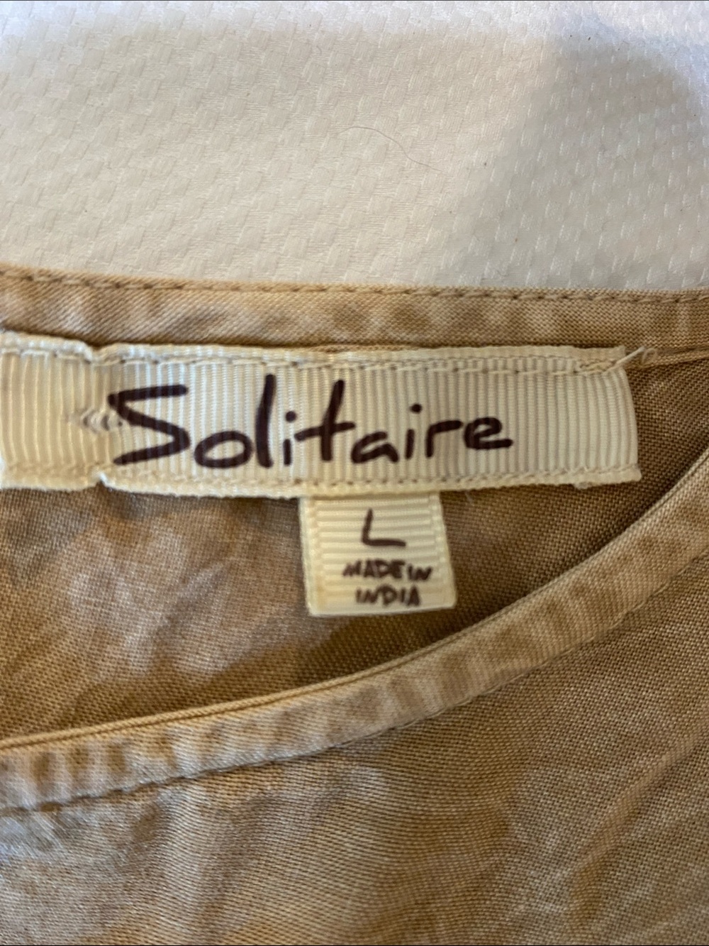 Solitaire Tiered Ruffle Tunic Top — Tan - Picture 10 of 12